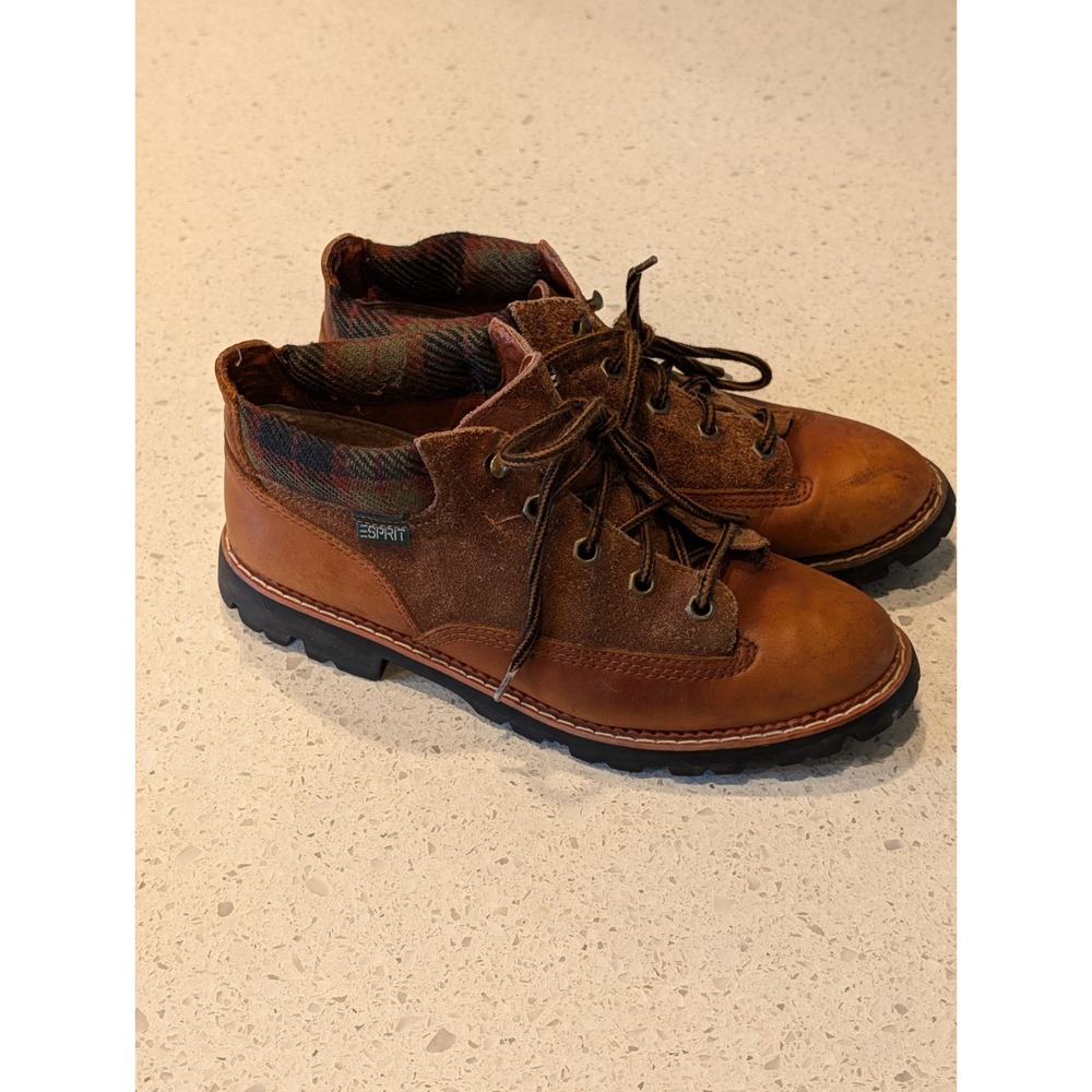 Vintage 90's Esprit Women's 8.5 US Leather Suede Hiking Ankle Boots Shoes Brown